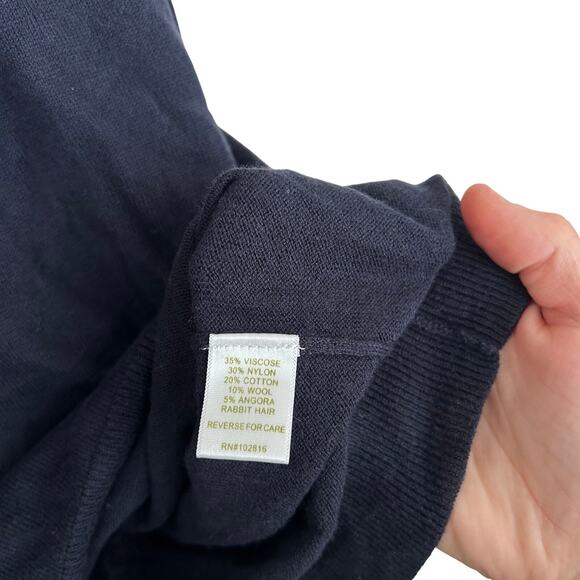 Garnet Hill Navy Blue Gray Wool Angora Blend Sweater Sz XL - Picture 3 of 4